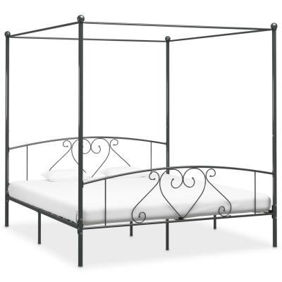Cadru de pat cu baldachin gri 180 x 200 cm metal ieftin