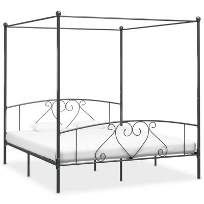 Cadru de pat cu baldachin gri 180 x 200 cm metal