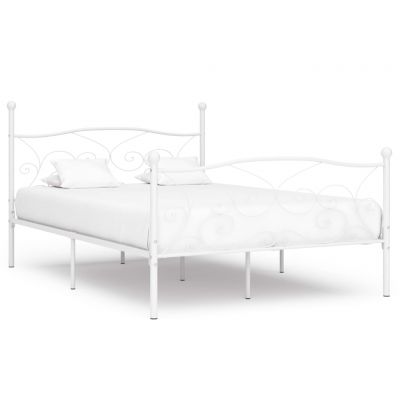 Cadru de pat cu bază din șipci alb 120 x 200 cm metal