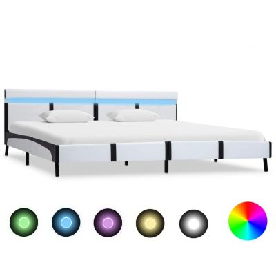 Cadru de pat cu LED alb 180 x 200 cm piele artificială