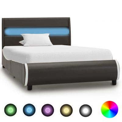 Cadru de pat cu LED antracit 100x200cm piele artificială ieftin