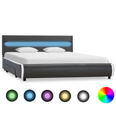 Cadru de pat cu LED antracit 160x200 cm piele ecologică