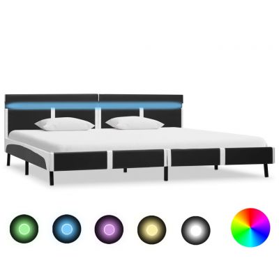 Cadru de pat cu LED gri 180 x 200 cm piele artificială