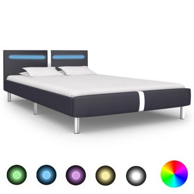 Cadru de pat cu LED negru 140 x 200 cm piele artificială ieftin