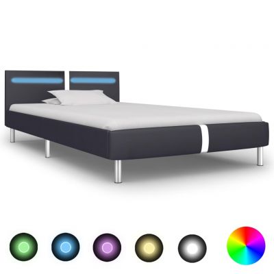 Cadru de pat cu LED negru 90 x 200 cm piele artificială