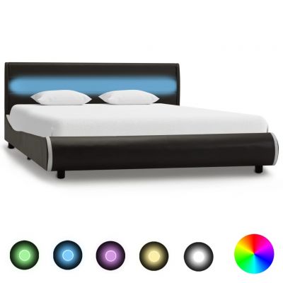 Cadru de pat cu LED-uri antracit 160x200 cm piele ecologică