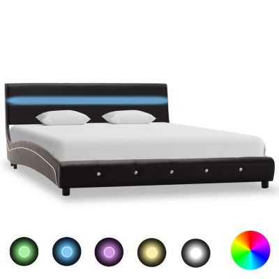 Cadru de pat cu LED-uri negru 120 x 200 cm piele ecologică
