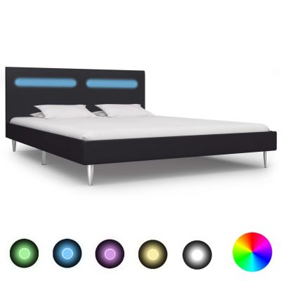 Cadru de pat cu LED-uri negru 180 x 200 cm material textil