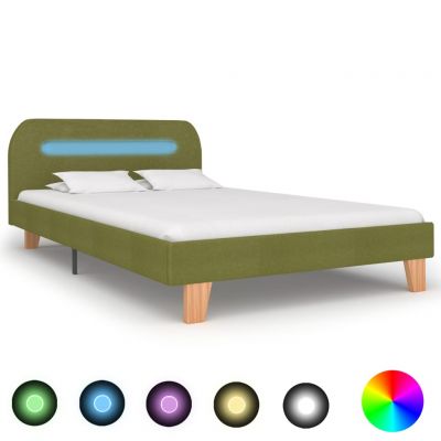 Cadru de pat cu LED-uri verde 120 x 200 cm material textil ieftin