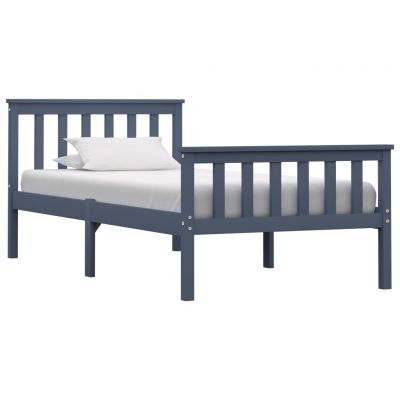 Cadru de pat gri 100 x 200 cm lemn masiv de pin