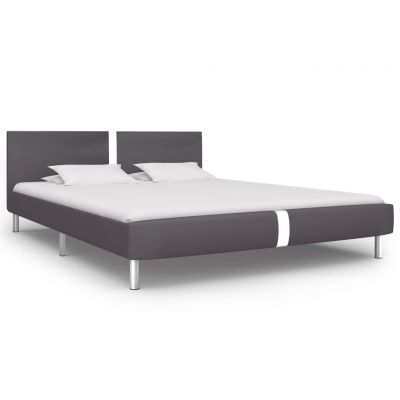Cadru de pat gri 160 x 200 cm piele ecologică ieftin