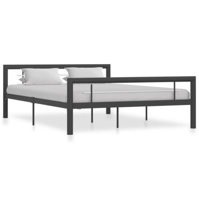 Cadru de pat gri și alb 120 x 200 cm metal