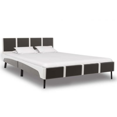 Cadru de pat gri și alb 140 x 200 cm piele ecologică ieftin