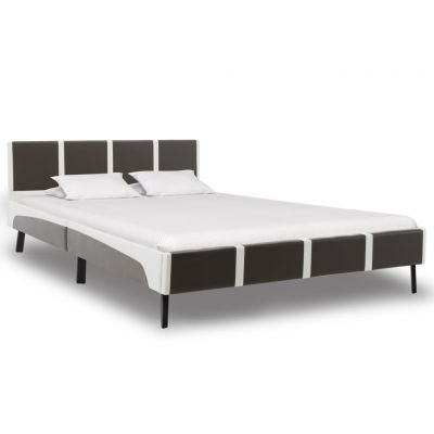 Cadru de pat gri și alb 160 x 200 cm piele ecologică ieftin