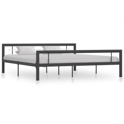 Cadru de pat gri și alb 180 x 200 cm metal ieftin