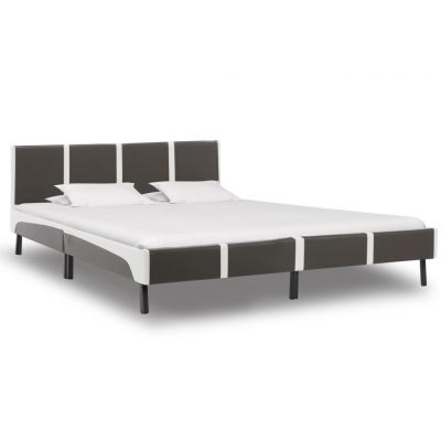 Cadru de pat gri și alb 180 x 200 cm piele ecologică