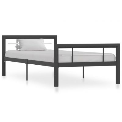 Cadru de pat gri și alb 90 x 200 cm metal
