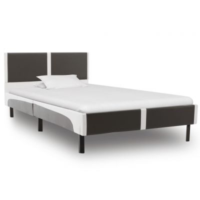 Cadru de pat gri și alb 90 x 200 cm piele artificială ieftin