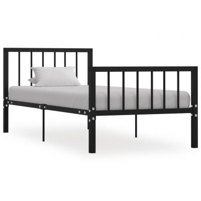 Cadru de pat negru 100 x 200 cm metal ieftin