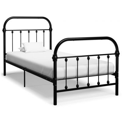 Cadru de pat negru 100 x 200 cm metal ieftin