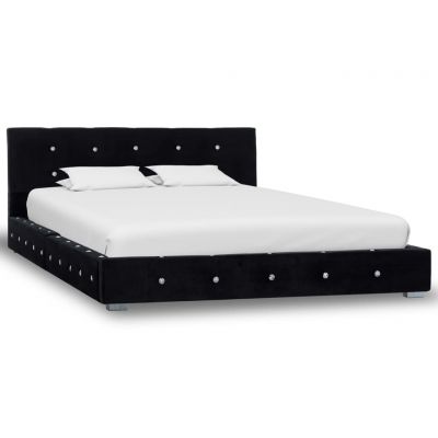 Cadru de pat negru 120 x 200 cm catifea ieftin