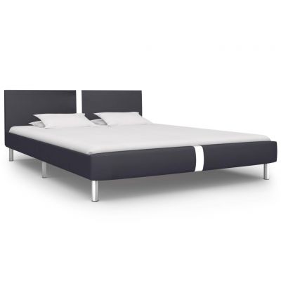 Cadru de pat negru 120 x 200 cm piele ecologică ieftin