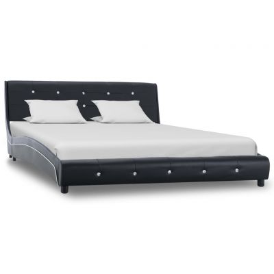 Cadru de pat negru 140 x 200 cm piele artificială ieftin