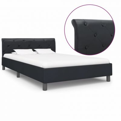 Cadru de pat negru 140 x 200 cm piele ecologică