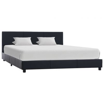 Cadru de pat negru 140 x 200 cm piele ecologică ieftin