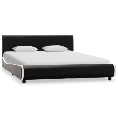 Cadru de pat negru 140 x 200 cm piele ecologică ieftin