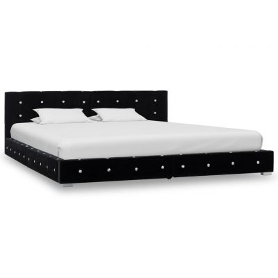 Cadru de pat negru 160 x 200 cm catifea ieftin