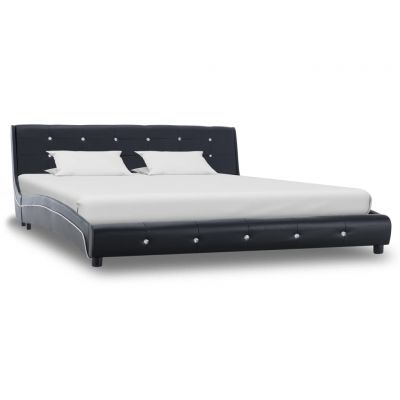 Cadru de pat negru 160 x 200 cm piele artificială ieftin