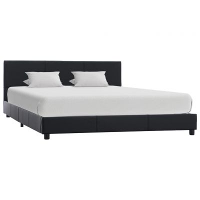 Cadru de pat negru 160 x 200 cm piele ecologică
