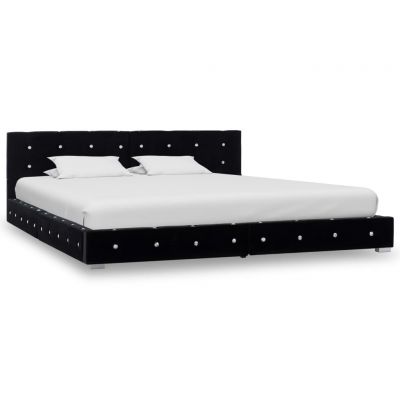 Cadru de pat negru 180 x 200 cm catifea ieftin