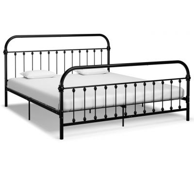 Cadru de pat negru 180 x 200 cm metal ieftin