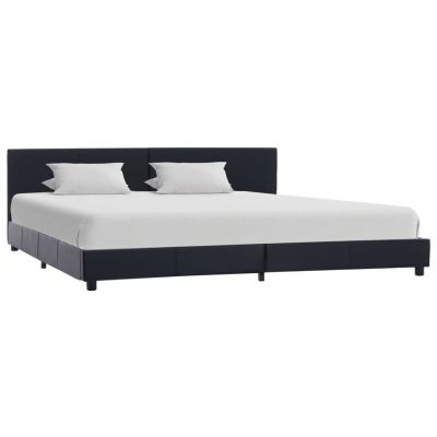 Cadru de pat negru 180 x 200 cm piele ecologică ieftin