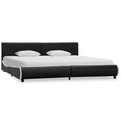 Cadru de pat negru 180 x 200 cm piele ecologică ieftin