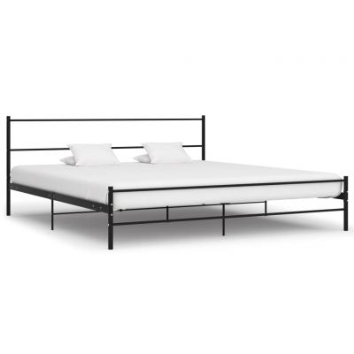 Cadru de pat negru 200 x 200 cm metal ieftin