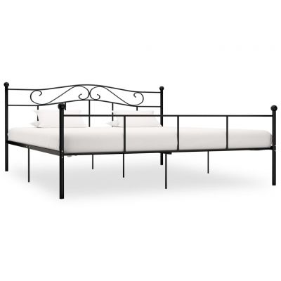 Cadru de pat negru 200 x 200 cm metal ieftin