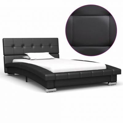 Cadru de pat negru 200 x 90 cm piele artificială