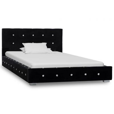 Cadru de pat negru 90 x 200 cm catifea