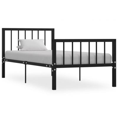 Cadru de pat negru 90 x 200 cm metal ieftin