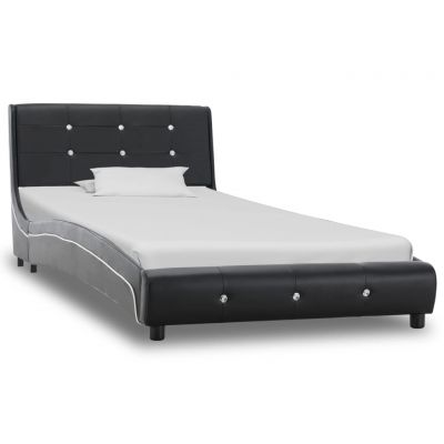 Cadru de pat negru 90 x 200 cm piele ecologică ieftin