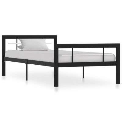 Cadru de pat negru și alb 100 x 200 cm metal ieftin