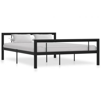Cadru de pat negru și alb 120 x 200 cm metal