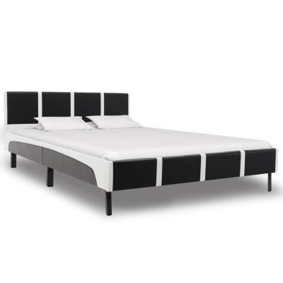 Cadru de pat negru și alb 120 x 200 cm piele artificială