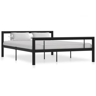 Cadru de pat negru și alb 140 x 200 cm metal ieftin