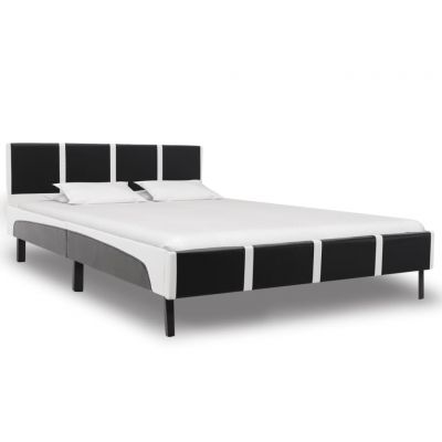 Cadru de pat negru și alb 160 x 200 cm piele ecologică ieftin