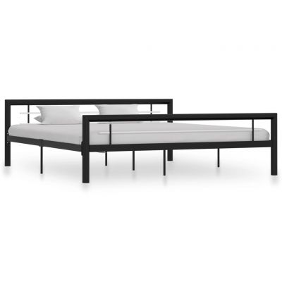 Cadru de pat negru și alb 180 x 200 cm metal ieftin