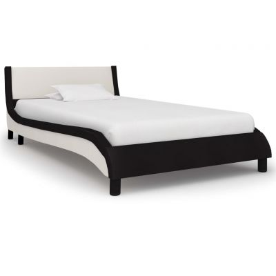 Cadru de pat negru și alb 90 x 200 cm piele ecologică ieftin